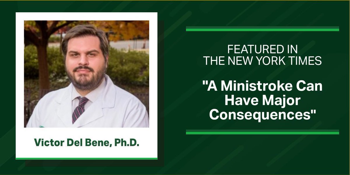 UAB Department of Neurology (@uab_neurology) on Twitter photo Victor Del Bene, Ph.D., was featured in the <a href="/nytimes/">The New York Times</a> discussing new research published in <a href="/JAMANeuro/">JAMA Neurology</a>ย showing how cognitive decline affects patients who have suffered a transient ischemic attack vs. individuals who have had a stroke. buff.ly/NeTqCZr
<a href="/UABHeersink/">UAB Heersink School of Medicine</a> Victor Del Bene, Ph.D., was featured in the <a href="/nytimes/">The New York Times</a> discussing new research published in <a href="/JAMANeuro/">JAMA Neurology</a>ย showing how cognitive decline affects patients who have suffered a transient ischemic attack vs. individuals who have had a stroke. buff.ly/NeTqCZr
<a href="/UABHeersink/">UAB Heersink School of Medicine</a>