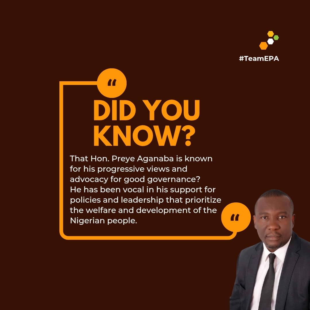 akinco4u's tweet photo. Did you know?
That Hon. @preyeaganaba is known for his progressive views and advocacy for good governance?
He has been vocal in his support for policies and leadership that prioritize the welfare and development of the Nigerian people.
#TeamEPA https://t.co/tmyk2zKkrZ