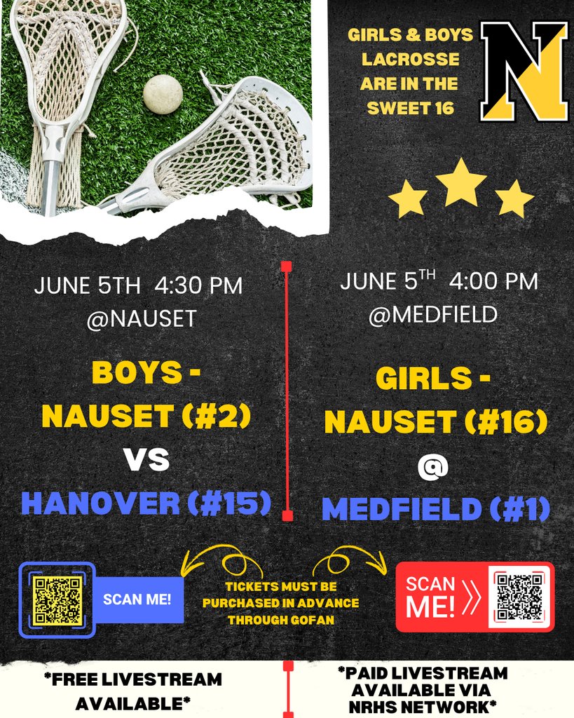 Support our Girls &amp; Boys Lacrosse Teams as they advance to the Sweet 16 tomorrow!