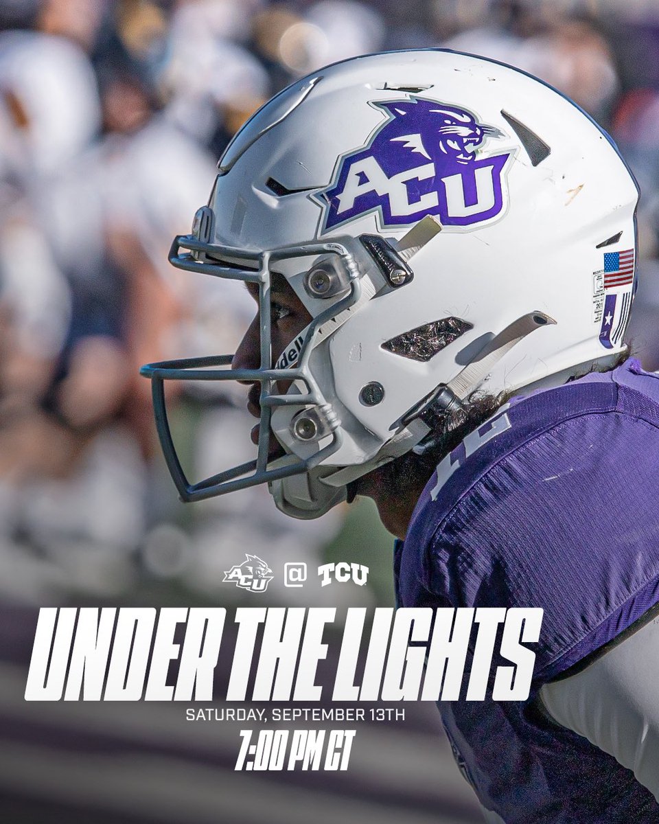 ACU Football (@acufootball) on Twitter photo The biggest game of the year is ๐๐๐
Your Wildcats head to Fort Worth to take on the Horned Frogs in ๐๐๐๐ค ๐ ๐๐ญ ๐ ๐๐!!๐คฉ
Season ticket holders will get first dibs at the TCU tickets on July 8th. Get your season tickets today to get exclusive access!!๐๏ธ
Tickets go on The biggest game of the year is ๐๐๐
Your Wildcats head to Fort Worth to take on the Horned Frogs in ๐๐๐๐ค ๐ ๐๐ญ ๐ ๐๐!!๐คฉ
Season ticket holders will get first dibs at the TCU tickets on July 8th. Get your season tickets today to get exclusive access!!๐๏ธ
Tickets go on