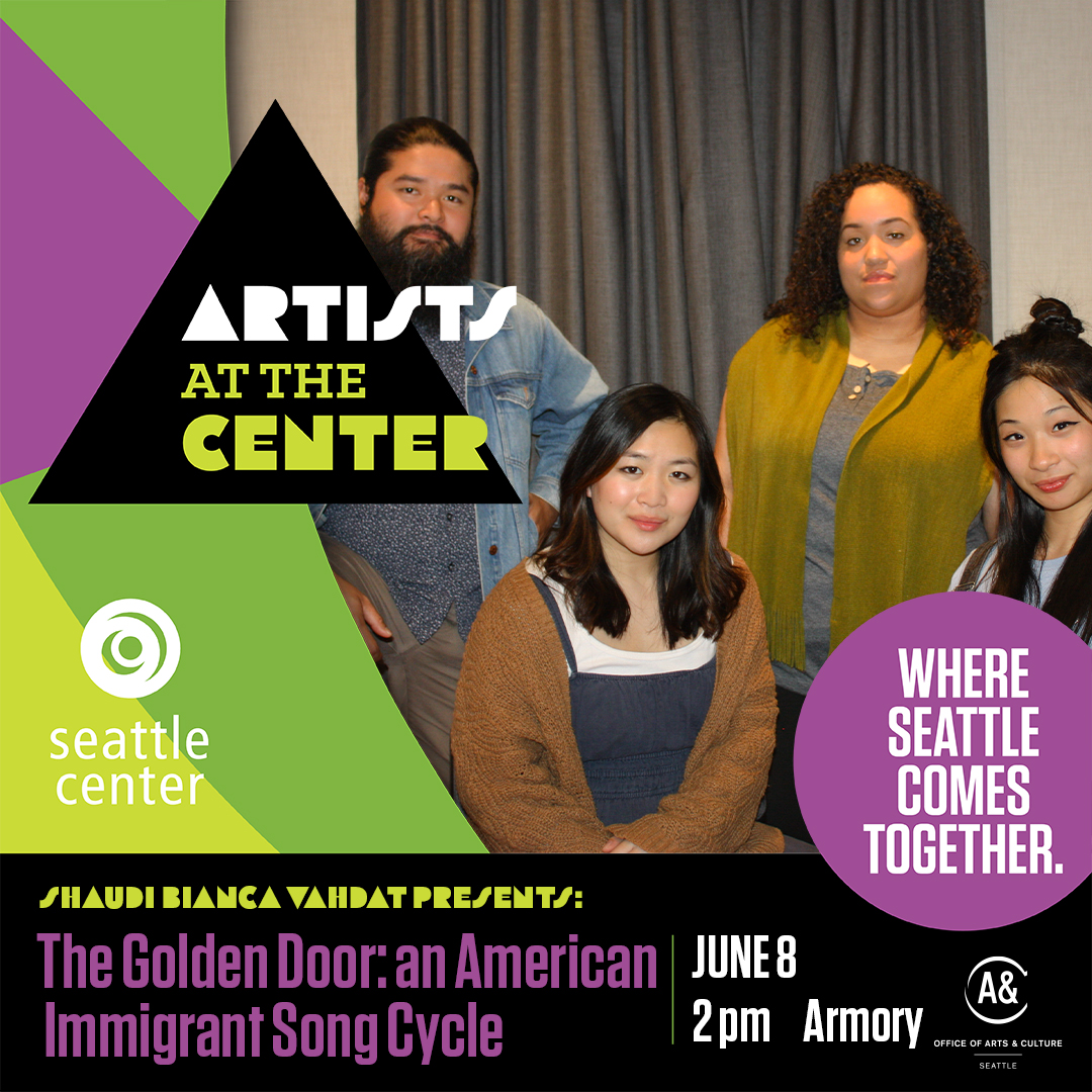 #ArtistsAtTheCenter offers a free event Sun 6/8, 2p, Armory.
 The Golden Door: an American immigrant song cycle by Shaudi Bianca Vahdat
Musical theatre performers &amp; live band perform compelling song cycle drawn from real words of BIPOC immigrants.
brnw.ch/21wTa7o