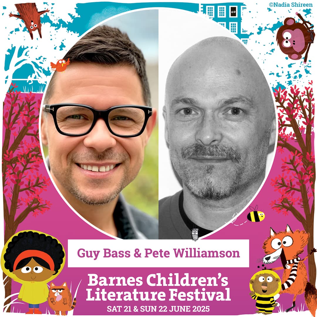 SPOILERS! <a href="/GuyBassBooks/">Guy Bass</a> AND <a href="/PeteCWilliamson/">Pete Williamson 🇺🇦🕍🎗️</a> are on their way to the UK's biggest kids' books festival on Sunday 22 June. There will be banter! BOOK NOW barneskidslitfest.org  #StitchHead