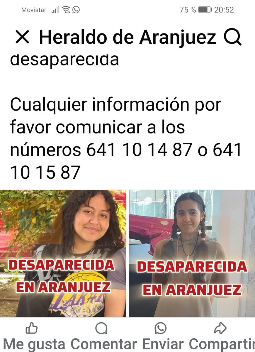 DESAPARECIDAS EN  ARANJUEZ EL DÍA
29 DE MAYO DE 2025 POR FAVOR SI ALGUIEN LAS VE, LLAMAR A LOS TELÉFONOS