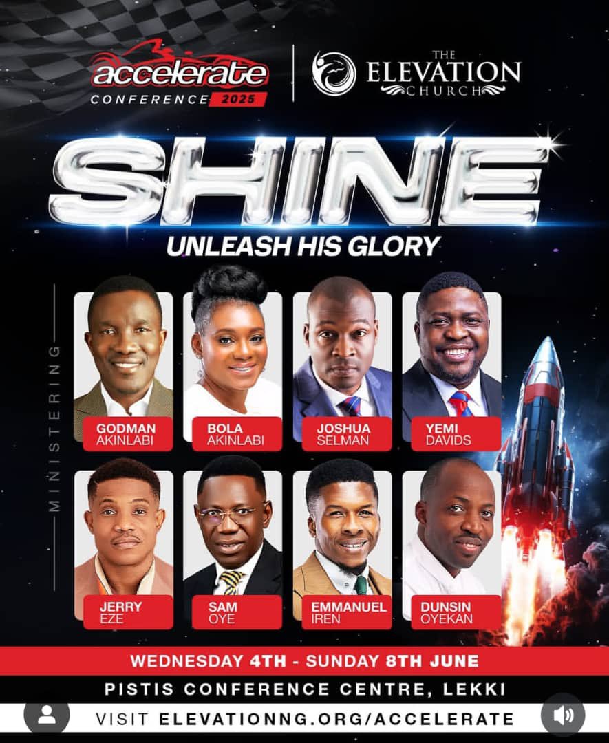 youtube.com/live/ceSMgoXnx…

Dear Precious Saints,

Join our Father and Mentor; Apostle Joshua Selman LIVE NOW at ACCELERATE CONFERENCE 2025 (Day 1) of The Elevation Church tagged “SHINE…UNLEASH HIS GLORY” hosted by Pastors Godman and Bola Akinlabi.

Now is the time to rise, to