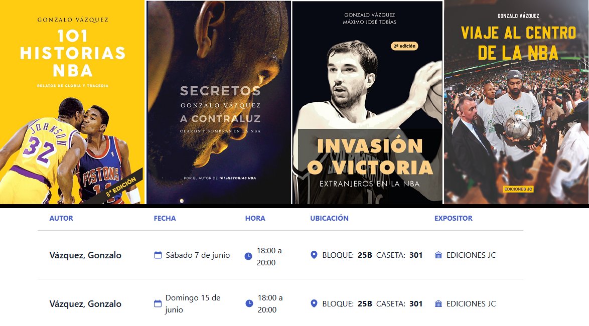 Me pasan los horarios para esta edición en la Feria. Lo del año pasado fue una locura de gente, y aprovecho como siempre para agradecer a tanto lector su confianza.

Y eso, que espero veros por allí. Gracias.