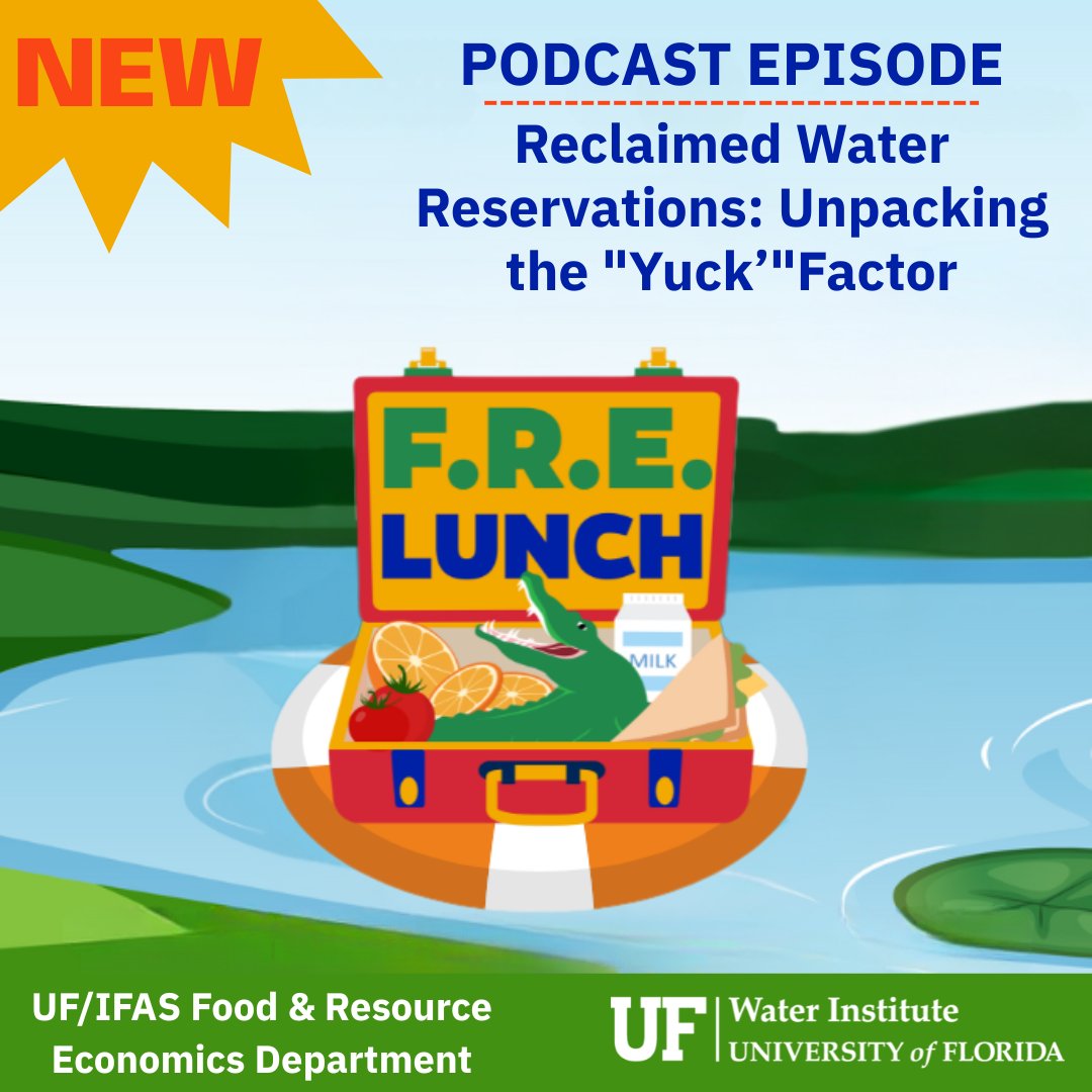 UF Water Institute (@ufwater) on Twitter photo ✨ New episode of the F.R.E. Lunch podcast!
Created in collaboration with <a href="/UF_IFAS_FRED/">UF/IFAS Food and Resource Economics</a>, this episode features Dr. Oleysa Savchenko & Don Rainey.
Joins us for a discussion about reclaimed water, perceptions, & impacts on Florida agriculture.
Listen here: bit.ly/43ZcfUD ✨ New episode of the F.R.E. Lunch podcast!
Created in collaboration with <a href="/UF_IFAS_FRED/">UF/IFAS Food and Resource Economics</a>, this episode features Dr. Oleysa Savchenko & Don Rainey.
Joins us for a discussion about reclaimed water, perceptions, & impacts on Florida agriculture.
Listen here: bit.ly/43ZcfUD