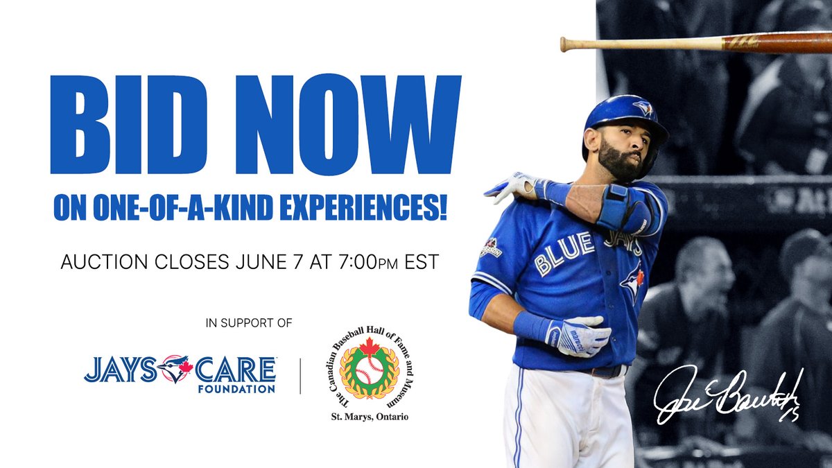 Jays Care Foundation (@jayscare) on Twitter photo Celebrate <a href="/BlueJays/">Toronto Blue Jays</a> legend <a href="/JoeyBats19/">Jose Bautista</a> and his induction into the Canadian Baseball Hall Of Fame by participating in our silent auction! You can bid on unique items and one-of-a-kind experiences all in support of Jays Care programming. 💙
Bid now at: can.givergy.com/BautistaInduct… Celebrate <a href="/BlueJays/">Toronto Blue Jays</a> legend <a href="/JoeyBats19/">Jose Bautista</a> and his induction into the Canadian Baseball Hall Of Fame by participating in our silent auction! You can bid on unique items and one-of-a-kind experiences all in support of Jays Care programming. 💙
Bid now at: can.givergy.com/BautistaInduct…