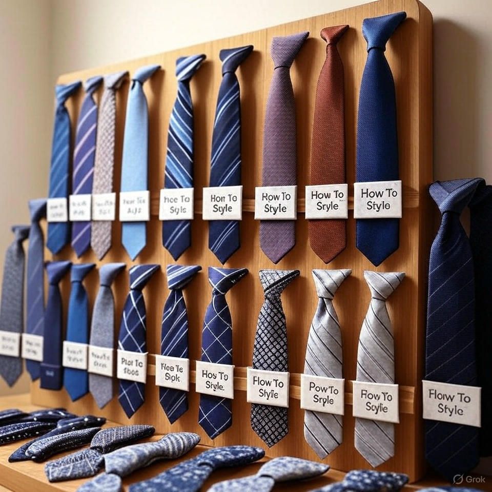 LaModeMens1's tweet image. How to Style Different Types of Ties - Get inspiration and tips on wearing knit ties, silk ties, patterned ties, and more. #LaModeMens #StyleGuide #MenswearStyling #FashionTips #OutfitInspiration