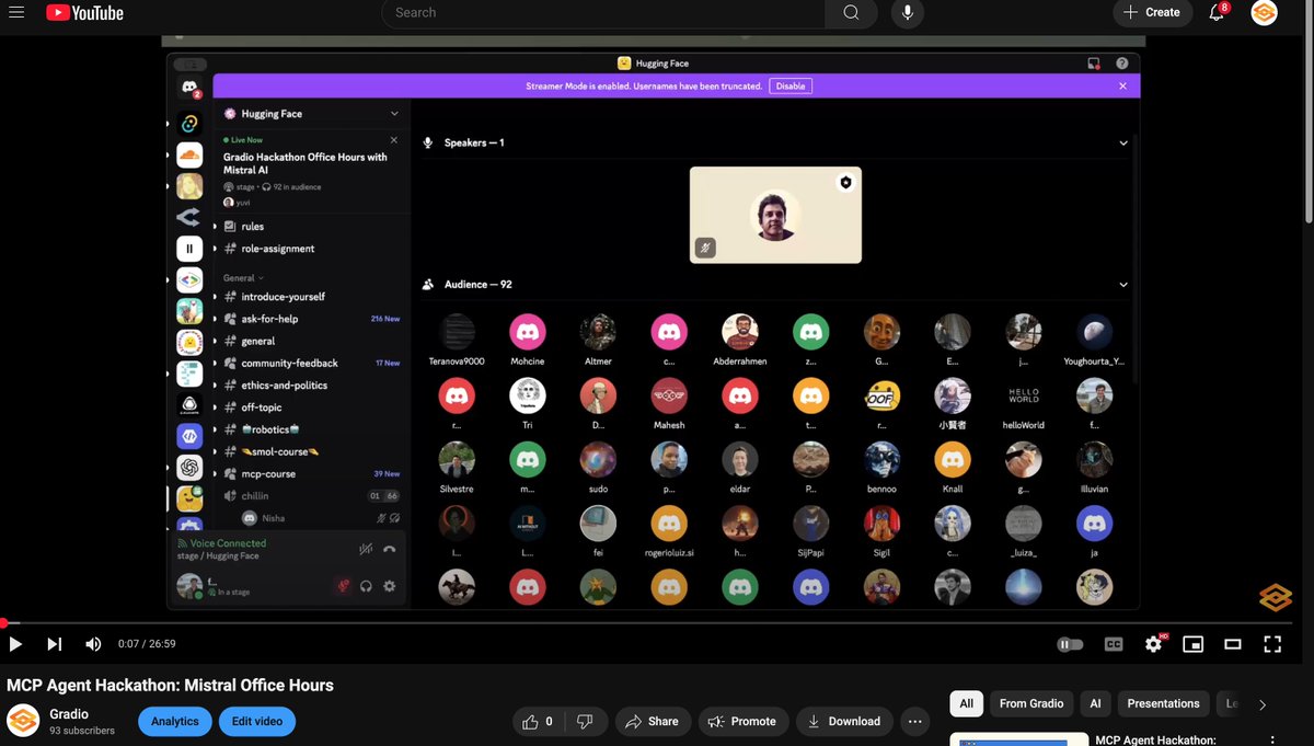 freddy_alfonso_'s tweet image. It was awesome hosting Joffrey and Alexandre from @MistralAI at the Gradio MCP Hackathon today. If you missed it, check out the video in our youtube channel. I've also included my takeaways below.
Agent API Beta Status: The Mistral Agent API is released as "beta" to allow for…