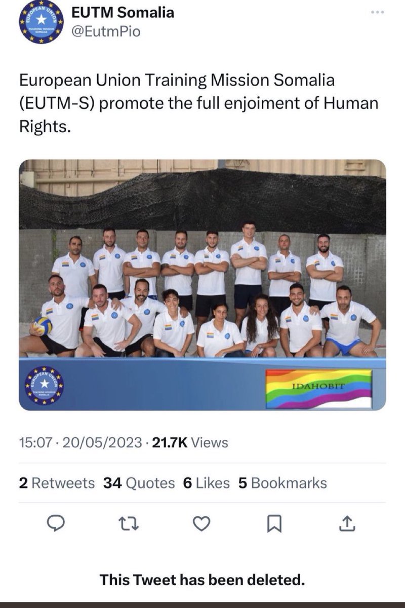 Nothing was said about this tweet apart from them deleting it.

Lol this mission is still active in Mogadishu Somalia 🇸🇴