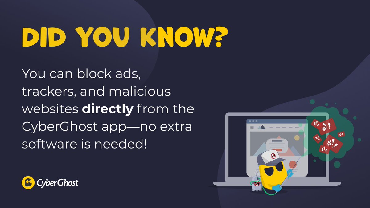 Don’t let ads and harmful websites disrupt your online experience. Use CyberGhost VPN for safe and smooth browsing.