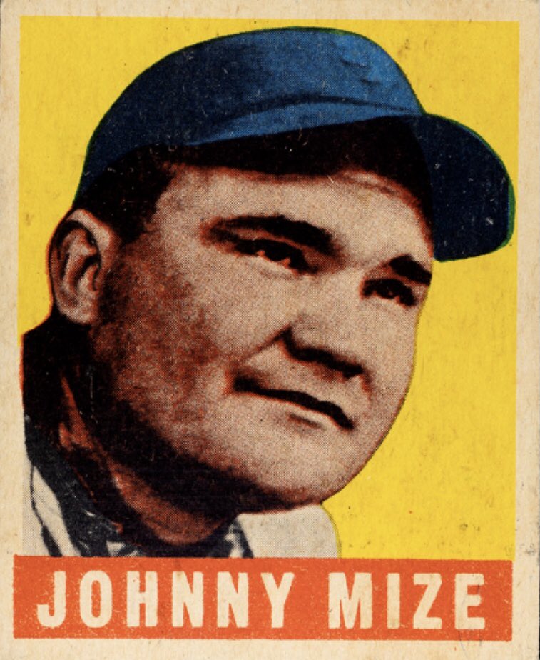 himariners's tweet image. Hall of Fame member Johnny Mize in 1947. New York Giants. This photo was used for his 1948-1949 Leaf baseball card.  #BaseballCards #LeafBaseball
