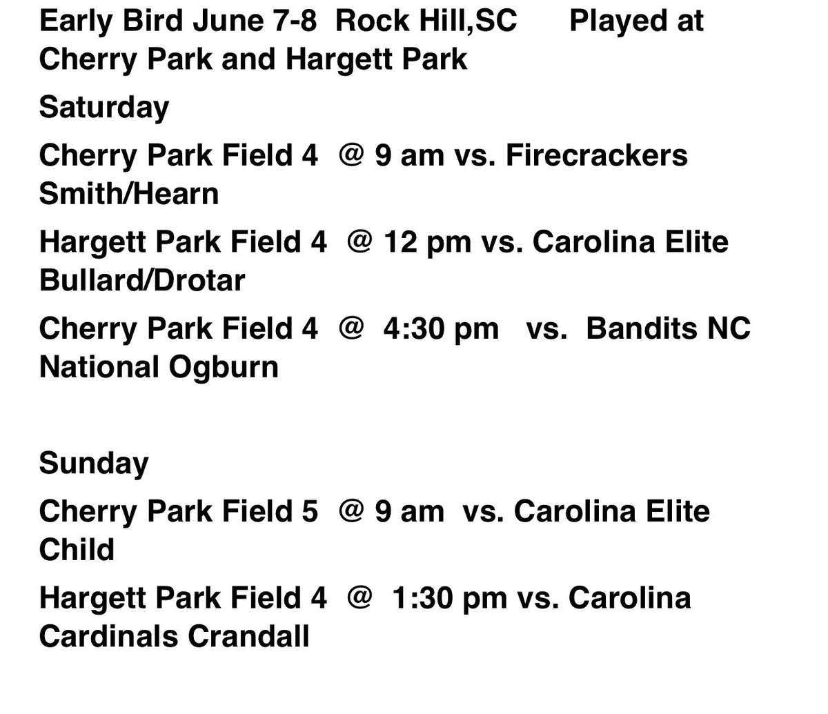 Looking forward to this weekend in Rockhill!