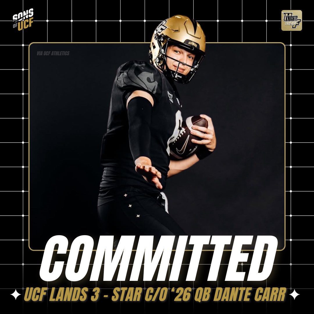 Carr is a Knight 🌴

Class of 2026 quarterback Dante Carr, a three-star prospect out of Minersville, PA, has committed to UCF. The 6’4”, 220-pound signal caller is a dual-threat weapon, throwing for 22 touchdowns and rushing for 23 more in a breakout season. 

With a strong