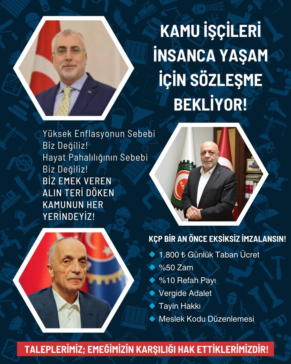 Eylem Bıçak (@6235eylem) on Twitter photo Taleplerimiz; Emeğimizin Karşılığı Hakettiklerimizdir!
<a href="/hakiskonf/">HAKİŞ KONFEDERASYONU</a> <a href="/turkiskonf/">TÜRK-İŞ</a> <a href="/isikhanvedat/">Prof. Dr. Vedat Işıkhan</a> <a href="/Kahramn0038/">KAMU ÇALIŞANLARI PLATFORMU</a> <a href="/06isciplatformu/">İşçi Platformu</a> <a href="/ASHBISCI/">İşçi Kürsüsü</a> <a href="/Kamu_Tarim/">KAMU TARIM İŞÇİLERİ PLATFORMU</a> <a href="/emeginsesii/">EMEĞİN SESİ</a> <a href="/enveryavuz/">Enver YAVUZ</a> <a href="/kamuscihaber/">Kamu İşçi haber 🇹🇷</a> <a href="/Galip4491/">DSi işçileri bilgi platformu</a> <a href="/EmekMuhabiri/">Emek Muhabiri</a> <a href="/Basaranaksu_/">Başaran Aksu</a> <a href="/IsciPlatformu1/">TARIM VE ORMAN BAKANLIĞI İŞÇİ PLATFORMU</a> <a href="/Ilhan_Tas_/">ℹ️LH🅰️N TAŞ</a> <a href="/U_h_i_p/">Üniversite_hastaneleri_isci_platformu</a> <a href="/isciyim_ben/">4D Faruk Üni Hastane İşçisi</a> Taleplerimiz; Emeğimizin Karşılığı Hakettiklerimizdir!
<a href="/hakiskonf/">HAKİŞ KONFEDERASYONU</a> <a href="/turkiskonf/">TÜRK-İŞ</a> <a href="/isikhanvedat/">Prof. Dr. Vedat Işıkhan</a> <a href="/Kahramn0038/">KAMU ÇALIŞANLARI PLATFORMU</a> <a href="/06isciplatformu/">İşçi Platformu</a> <a href="/ASHBISCI/">İşçi Kürsüsü</a> <a href="/Kamu_Tarim/">KAMU TARIM İŞÇİLERİ PLATFORMU</a> <a href="/emeginsesii/">EMEĞİN SESİ</a> <a href="/enveryavuz/">Enver YAVUZ</a> <a href="/kamuscihaber/">Kamu İşçi haber 🇹🇷</a> <a href="/Galip4491/">DSi işçileri bilgi platformu</a> <a href="/EmekMuhabiri/">Emek Muhabiri</a> <a href="/Basaranaksu_/">Başaran Aksu</a> <a href="/IsciPlatformu1/">TARIM VE ORMAN BAKANLIĞI İŞÇİ PLATFORMU</a> <a href="/Ilhan_Tas_/">ℹ️LH🅰️N TAŞ</a> <a href="/U_h_i_p/">Üniversite_hastaneleri_isci_platformu</a> <a href="/isciyim_ben/">4D Faruk Üni Hastane İşçisi</a>
