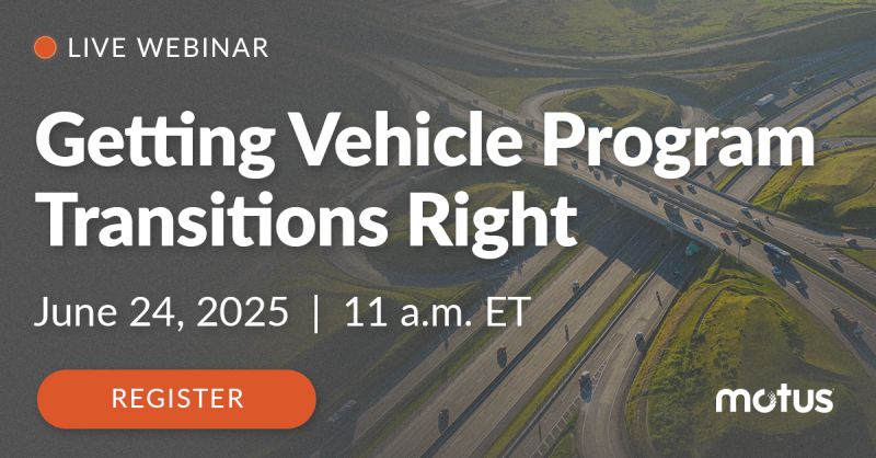 Shifting vehicle programs? Learn from drivers and admins who have experienced it firsthand! 🚐  

💻 On June 24 at 11 a.m. ET, we're hosting a live roundtable with Motus customers who have successfully transitioned their fleets. Hear what made the difference and what they’d do