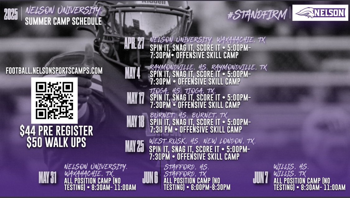 I will be competing at the <a href="/NelsonUFootball/">NELSON Football</a> camp this Friday, June 6th! ✝️

<a href="/CoachJohnson99/">Gennard Johnson</a> <a href="/Coach_MacSAGU/">Blake McCulloch</a>