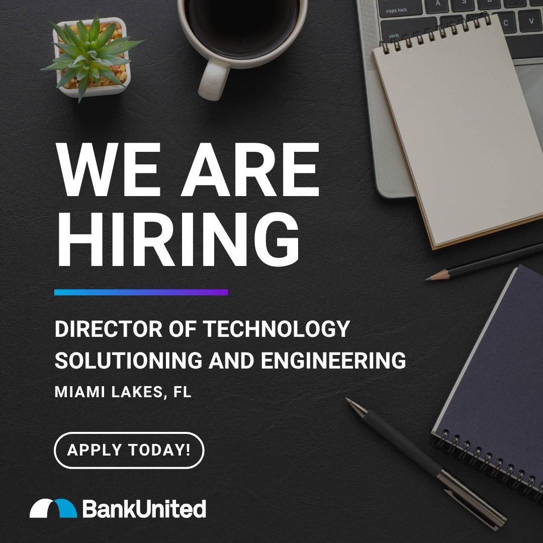 #WorkWithUsWednesday 📣 Looking for a new career? We're  hiring at BankUnited! Join a collaborative team and grow your career. Apply today! bit.ly/3ZLaFDg #WeAreHiring #NowHiring #CareerOpportunities #BankUnited #JoinOurTeam #JobSearch