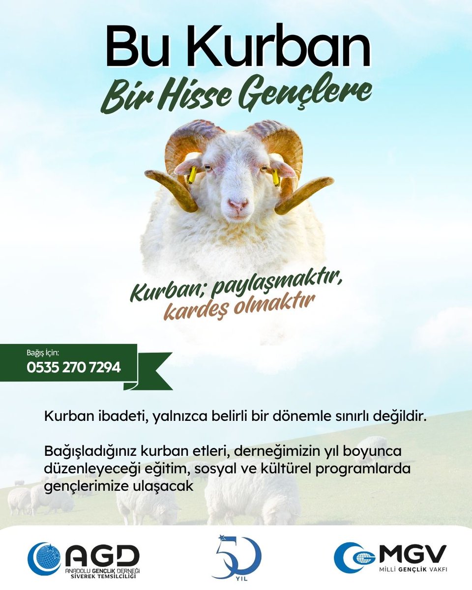 SiverekAgd's tweet image. Onlar namazlarını dosdoğru kılarlar,kendilerine verdiğimiz nimetlerden Allah yolunda harcarlar.
(Enfâl/3)
İrtibat: 0535 270 7294
.
@agdorgtr
@agdsanliurfa
.
#agdsiverek #siverekagd #siverek #agd #mgv #milligençlikvakfı #anadolugençlikderneği #kurban #kurbanbayramı #kurbanhissesi