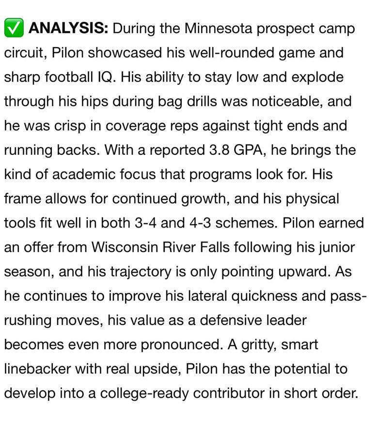 Calan “Cal” Pilon (@calan_pilon) on Twitter photo Thank you <a href="/sixstarfootball/">Six Star Football | PLUS+</a> for the write up! <a href="/OJW_Scouting/">PrepRedzone Oliver</a> <a href="/PrepRedzoneMN/">Prep Redzone Minnesota</a> Thank you <a href="/sixstarfootball/">Six Star Football | PLUS+</a> for the write up! <a href="/OJW_Scouting/">PrepRedzone Oliver</a> <a href="/PrepRedzoneMN/">Prep Redzone Minnesota</a>