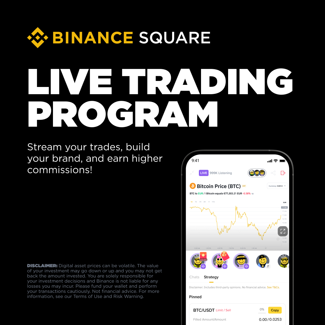 Binance Square is excited to launch a new Live Trading Program, stream your trades, grow your brand, and earn higher commissions. More details đŸ‘‰ binance.com/en/square/post…