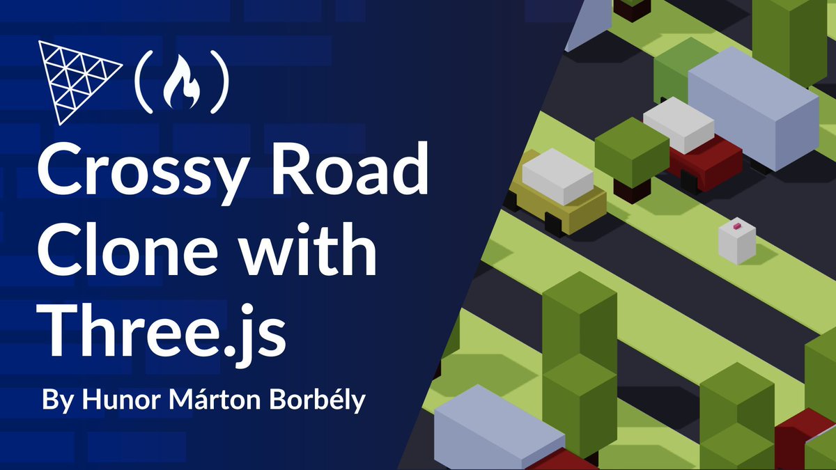 freeCodeCamp's tweet image. You can code your own 3D browser games using JavaScript's Three.js library.
And in this in-depth guide, Hunor teaches you how to use it by building a Crossy Road Game Clone.
You'll learn how to animate the vehicles, move the player around the map, and set up hit detection.…