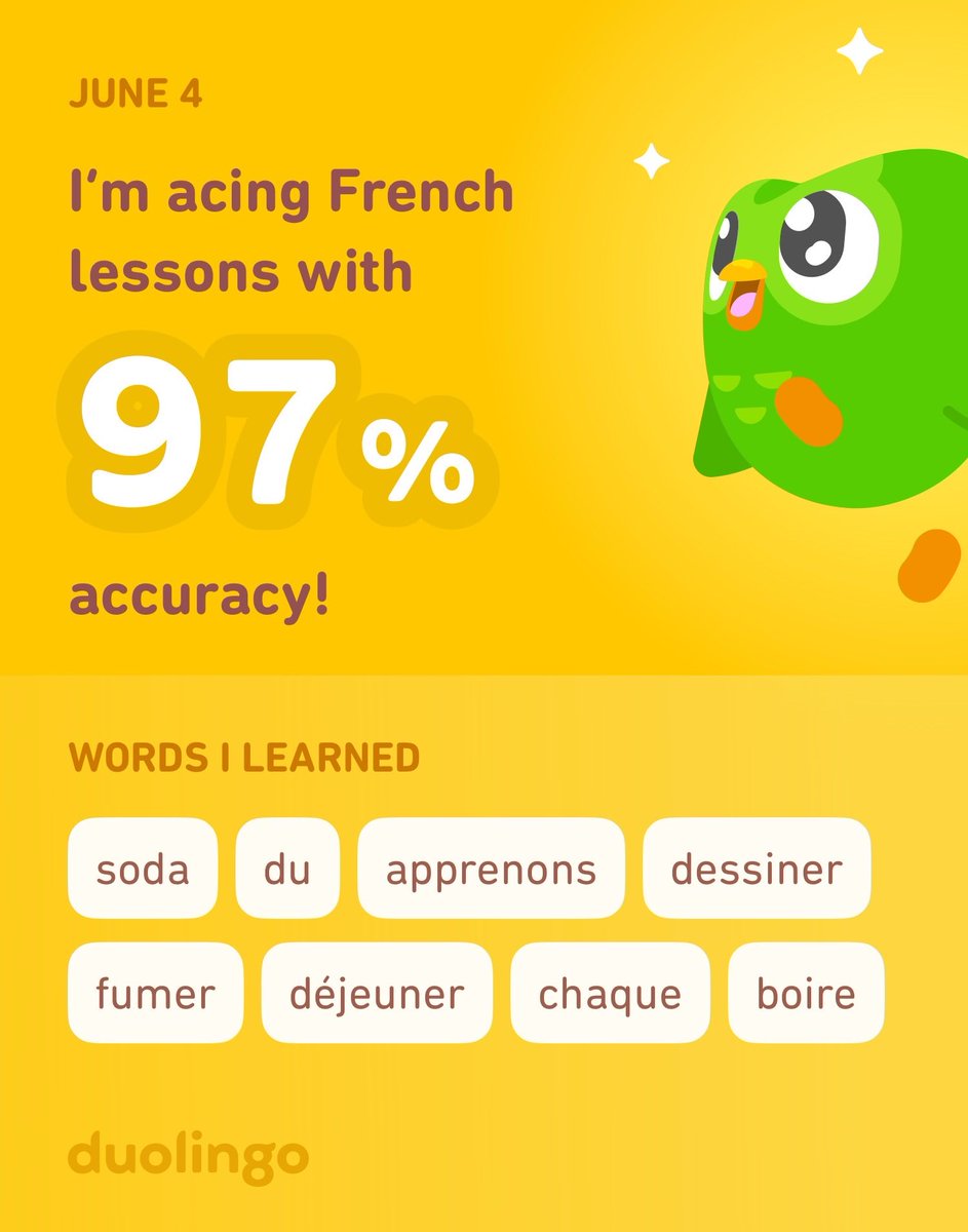 I’m learning French on Duolingo! It’s free, fun, and effective.