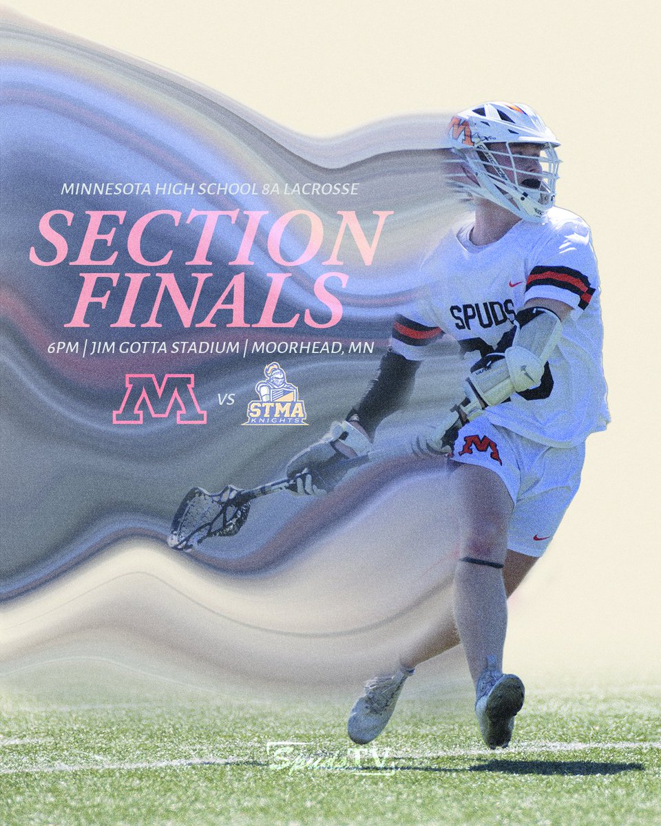 Thursday is going to be a Great Day to be a Spud! 

We will be streaming all three section championship games so keep your TVs tuned to SpudsTV! 

<a href="/LaxMoorhead/">Moorhead Girls Lacrosse</a> <a href="/Spud_Lacrosse/">Moorhead Lacrosse</a> <a href="/GirlsMhdYLAX/">Moorhead Youth Girls Lacrosse</a> <a href="/MoorheadLax/">Moorhead Youth Lacrosse</a> <a href="/SpudBaseball/">Spud Baseball</a> <a href="/MhdYthBaseball/">Moorhead Youth Baseball</a> <a href="/MHSSpuds/">Moorhead Spuds</a> <a href="/DownTheAlleyPod/">Down The Alley Podcast</a>