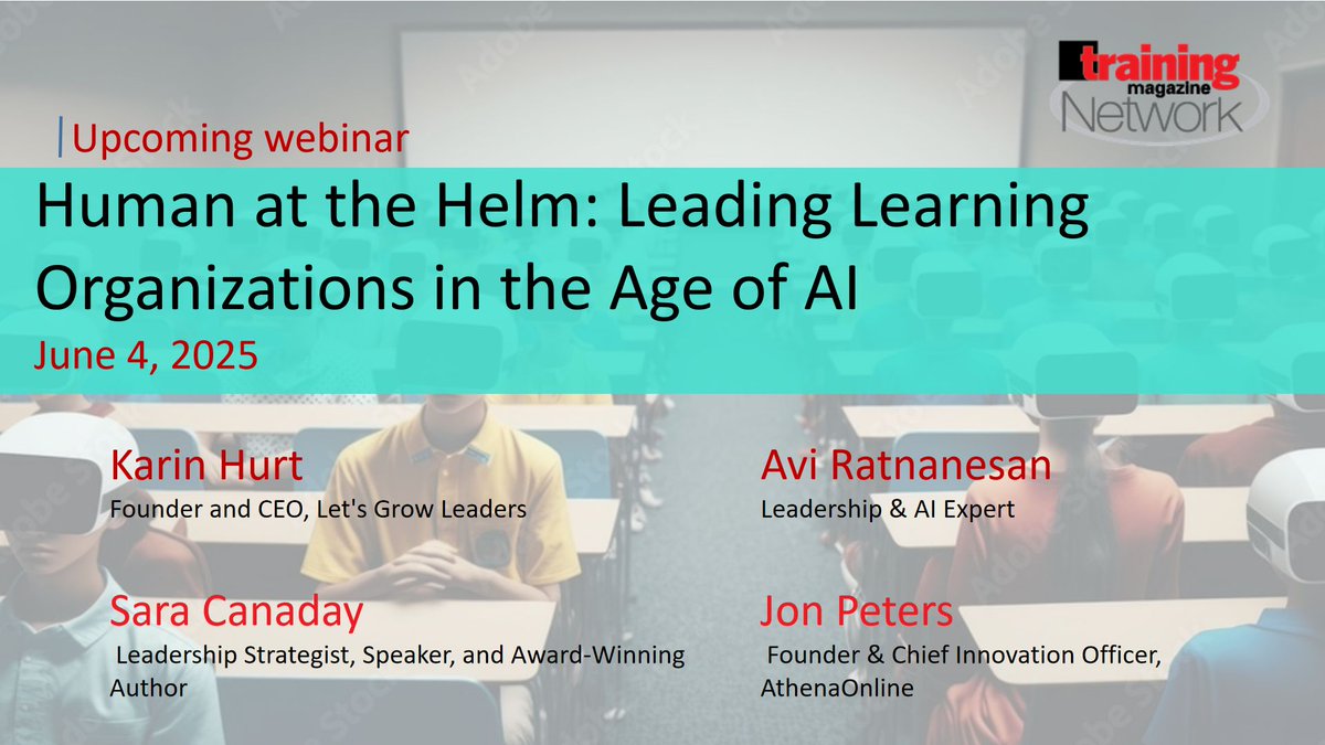 TrainingMagNetwork (@trainmagnetwork) on Twitter photo 12PM EST, Human at the Helm: Leading #Learning #Organizations in the Age of#AI <a href="/OpenSesame/">OpenSesame</a>
REGISTER: bit.ly/43AP3L3
#learning #traininganddevelopment #learninganddevelopment 12PM EST, Human at the Helm: Leading #Learning #Organizations in the Age of#AI <a href="/OpenSesame/">OpenSesame</a>
REGISTER: bit.ly/43AP3L3
#learning #traininganddevelopment #learninganddevelopment