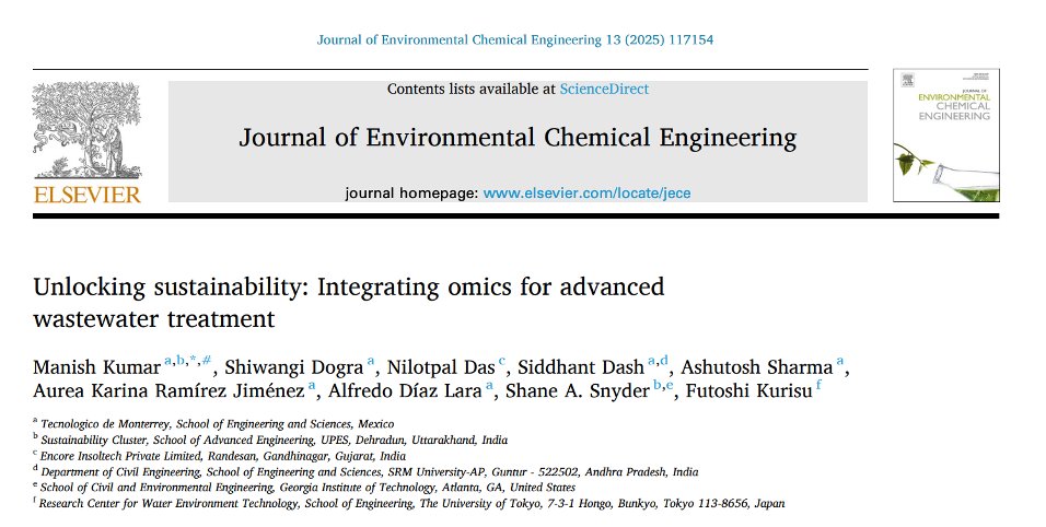 🚰🔬 Omics for a cleaner future!
Our latest review unpacks how integrating metagenomics, transcriptomics, proteomics &amp; metabolomics is transforming wastewater treatment! 🌿💧
🧬📈 Read for free via ScienceDirect (until July 23, 2025):
👉 authors.elsevier.com/a/1lCTU7tGO%7E…

#Wastewater