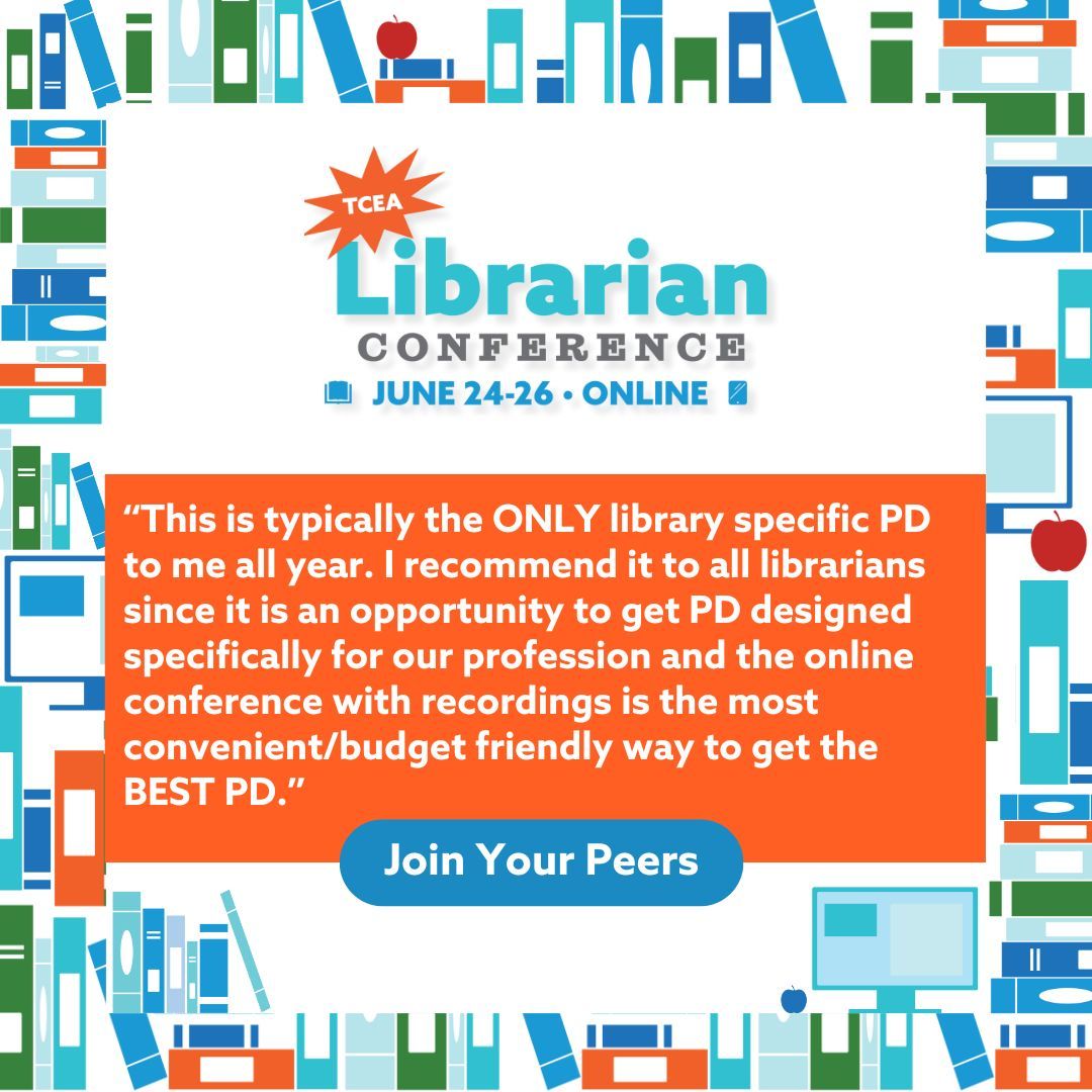 TCEA (@tcea) on Twitter photo ๐ฃ Real words from real librariansโ โ 
๐ป Join us online for this yearโs TCEA Librarian Conference, June 24โ26. All sessions recorded, all inspiration included. 
buff.ly/WIXSVkr 
#TCEA #librarytwitter #txlchat #edutwitter #librarians ๐ฃ Real words from real librariansโ โ 
๐ป Join us online for this yearโs TCEA Librarian Conference, June 24โ26. All sessions recorded, all inspiration included. 
buff.ly/WIXSVkr 
#TCEA #librarytwitter #txlchat #edutwitter #librarians