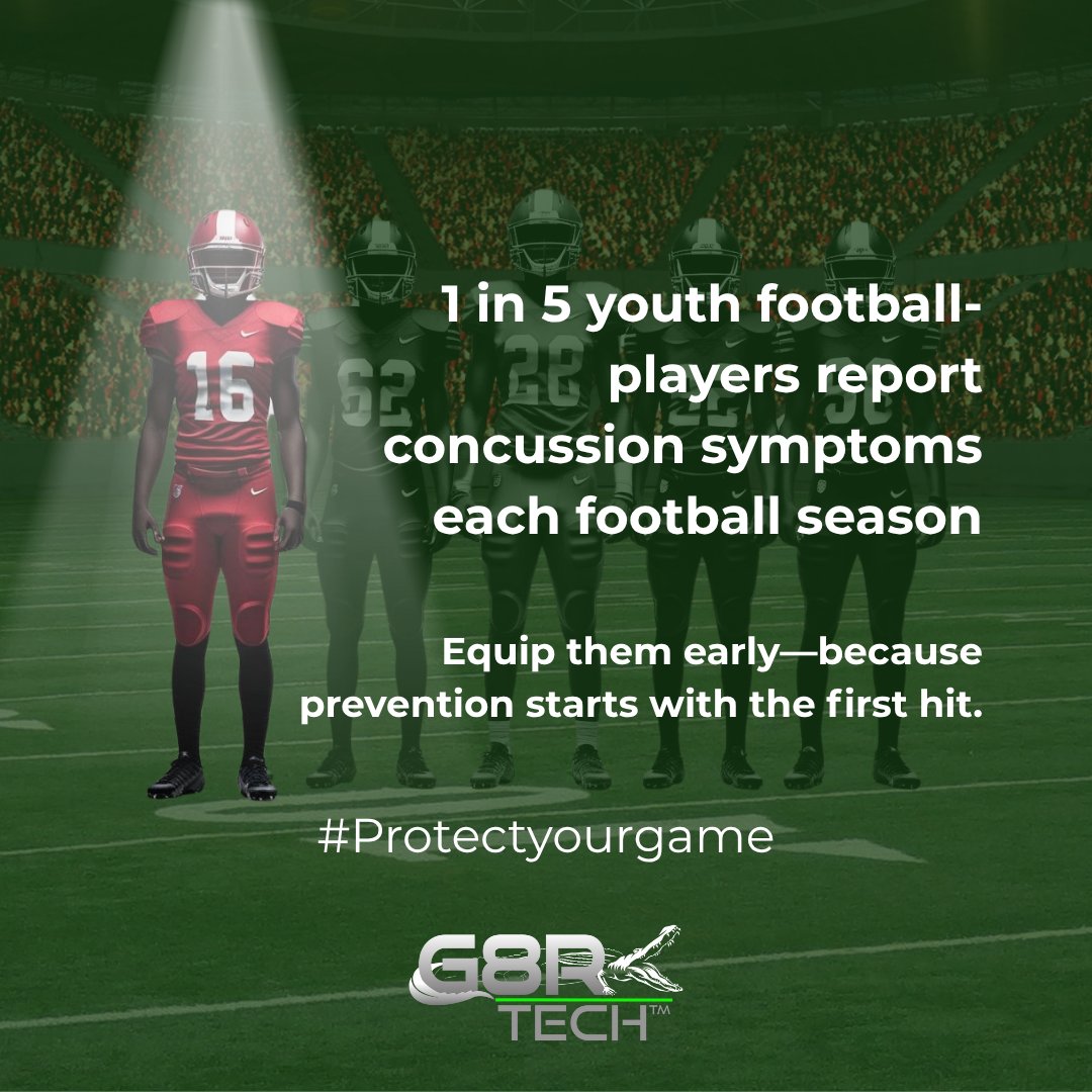 1 in 5 athletes. Every season.
It’s not a rare event — it’s a real risk.
The time for better protection is now.

#ConcussionStats #PlayerHealth #g8rskin #g8rskinshiesty #g8rskinlux #ProtectYourGame