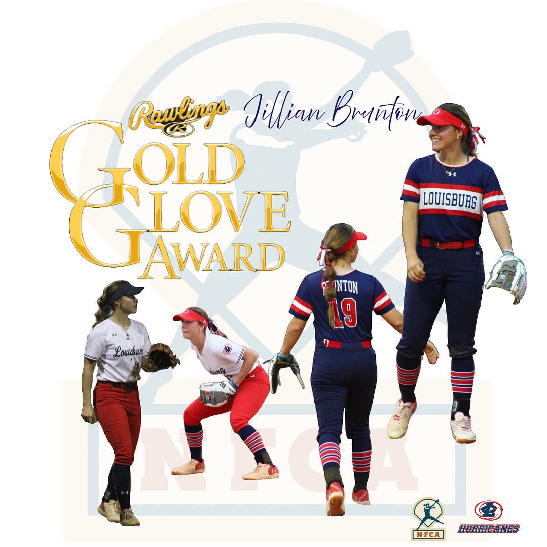 Congratulations to Jillian Brunton on receiving the NJCAA D2 Rawlings Gold Glove Award! 🤩⭐️🥎 This is the first Gold Glove award in Louisburg Softball Program History 🤙🏼 We’re so proud of you JB