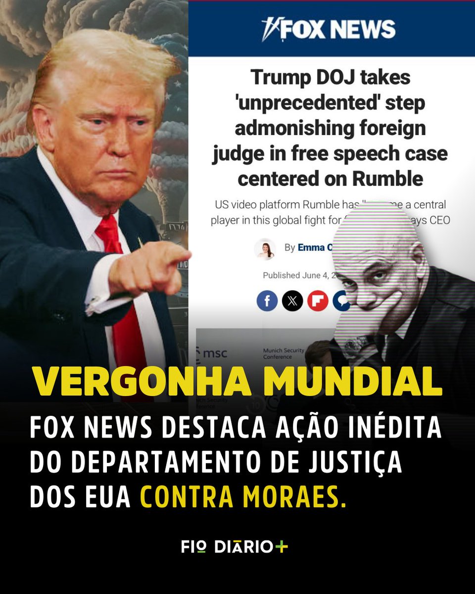Alexandre de Moraes está na mira do governo dos EUA depois que o Departamento de Justiça lhe enviou uma carta descrevendo seu abuso internacional na legislação dos EUA, o qual afeta a Primeira Emenda.
Além disso, o Secretário de Estado Marco Rubio revelou numa audiência no