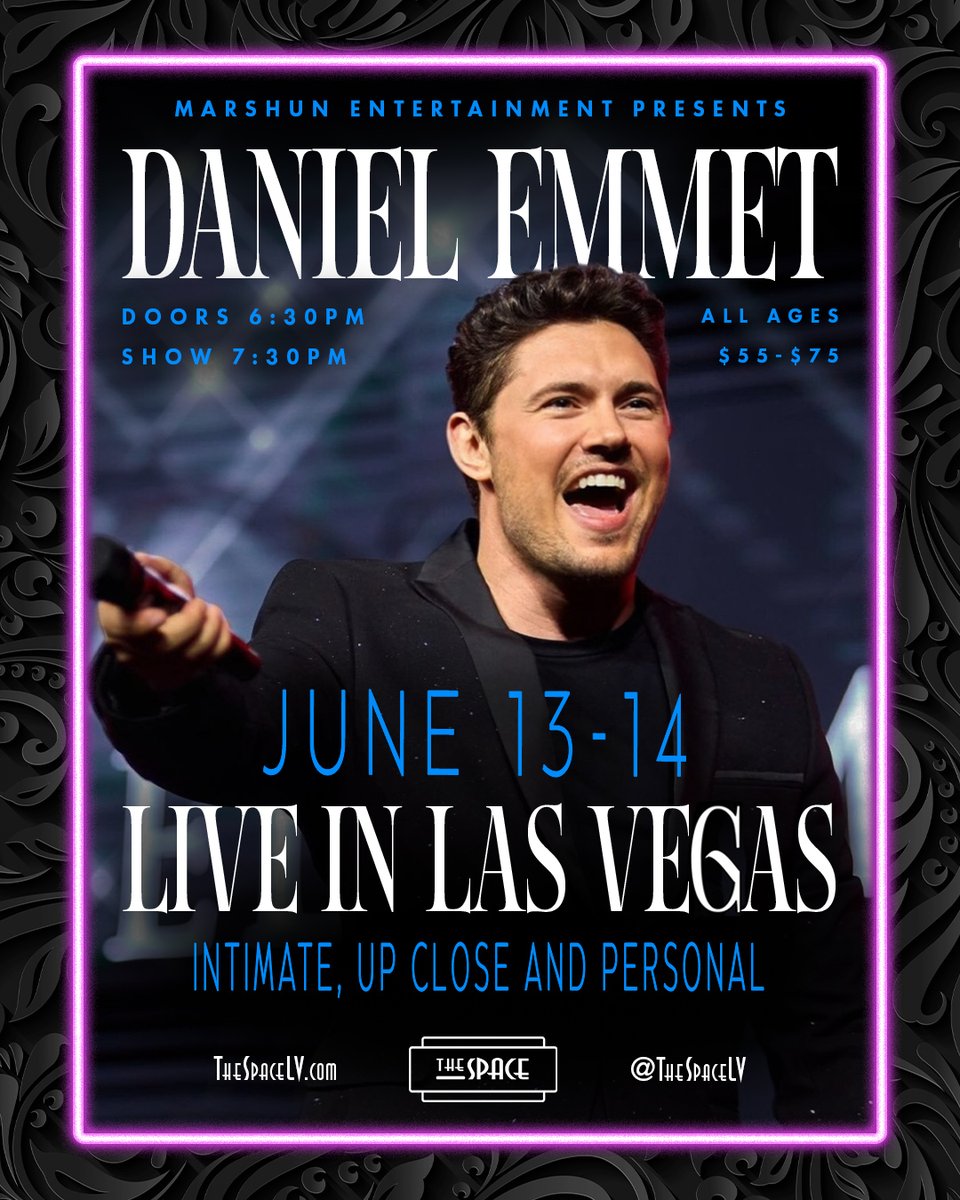 The Space (@thespacelv) on Twitter photo You've heard his incredible voice on <a href="/AGT/">America’s Got Talent</a>, here at <a href="/thespacelv/">The Space</a> & across the globe.
Back in 2017, <a href="/DanielEmmet/">Daniel Emmet</a>'s first solo show in Vegas made waves at The Space – and now he’s coming back home June 13–14! 🤍
Don't miss it!
🎟 bit.ly/danielemmet2025
#Vegas #TheSpaceLV You've heard his incredible voice on <a href="/AGT/">America’s Got Talent</a>, here at <a href="/thespacelv/">The Space</a> & across the globe.
Back in 2017, <a href="/DanielEmmet/">Daniel Emmet</a>'s first solo show in Vegas made waves at The Space – and now he’s coming back home June 13–14! 🤍
Don't miss it!
🎟 bit.ly/danielemmet2025
#Vegas #TheSpaceLV