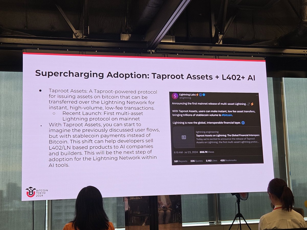"Taproot Assets: A Taproot-powered protocol for issuing assets on bitcoin that can be transferred over the Lightning Network..."
⚡️⚡️⚡️
"Medium of Exchange" takes on new dimensions. Going to start reframing conversations w/ new adopters to MoE &gt; SoV &gt; UoA; see if it catches on.