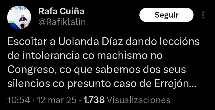 Molestaban os silencios de Yolanda Diaz pero entende que Alfonso Rueda non fale. 
👏👏👏👏👏