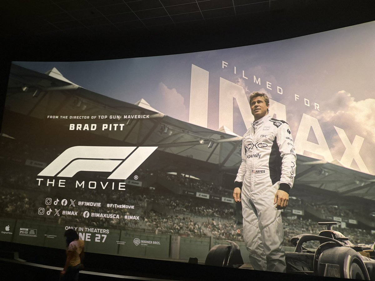 maudegarrett's tweet photo. #F1TheMovie is so freaking good. It has all the adrenaline, heart, pacing, story and character that completely fleshes out this movie into excellence. 

I can only imagine how much MORE I would love this movie if I was a fan of F1 racing! 🏎️ 💨 Maybe I am now?

@F1Movie https://t.co/nfXunN0L44