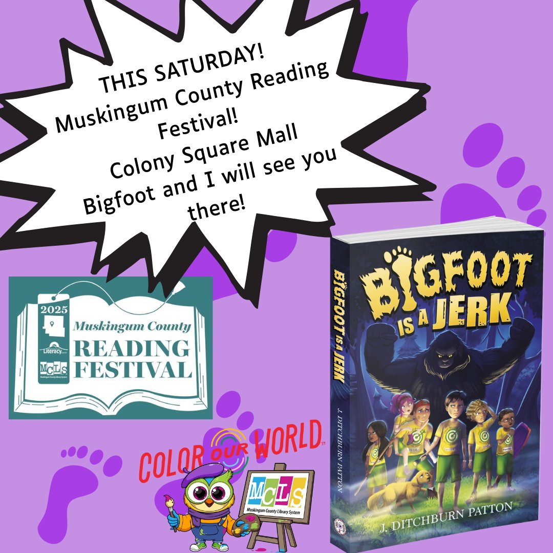 Only a few days away! What better way to kick off summer than with a reading festival? Looking forward to meeting Muskingum County readers! #ohio #bigfootisajerk