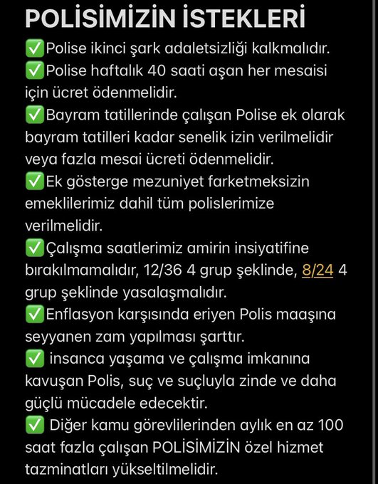 Polisin insanca yaşaması gereken istekleri belli ne az ne de çok tam olarak budur
#PoliseSeyyanenZam