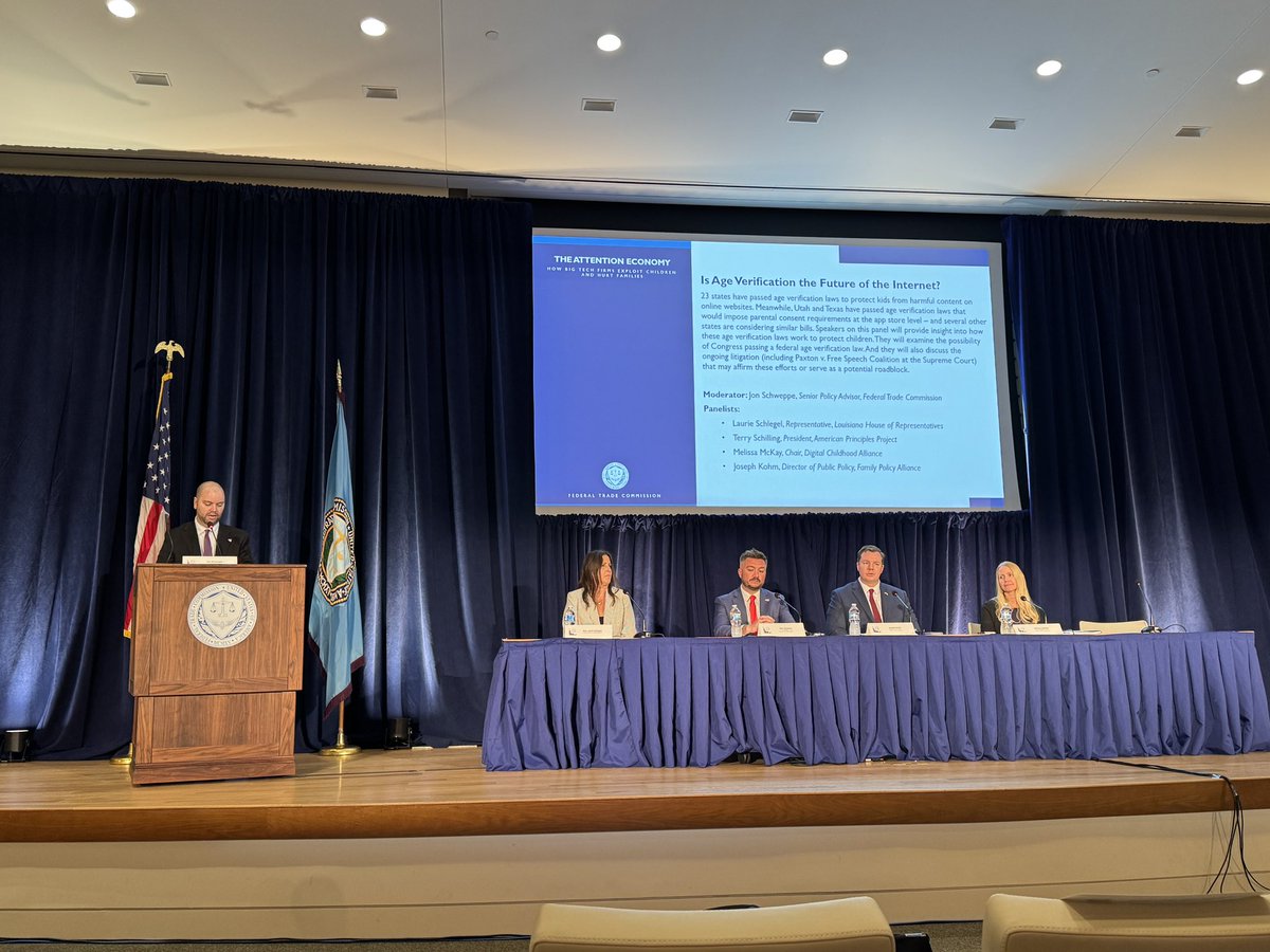 The_AVPA's tweet image. Today @FTC we heard from Chairman @AFergusonFTC about the urgent need to make the Internet age-aware.  

He shares our view that there’s no single answer - operating systems, app stores and publishers must all play their part. 

Strong support for #AgeVerification from speakers.