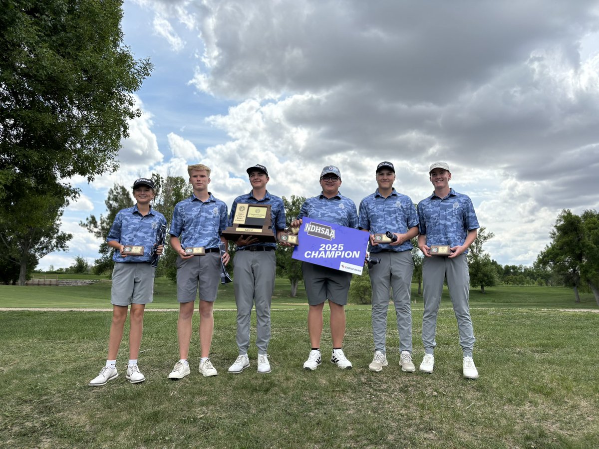 BOYS GOLF 
Class A Tournament 
Congratulations to the Minot North Sentinels!
2025 state team champions and first state team crown for the school.
#wdagolf