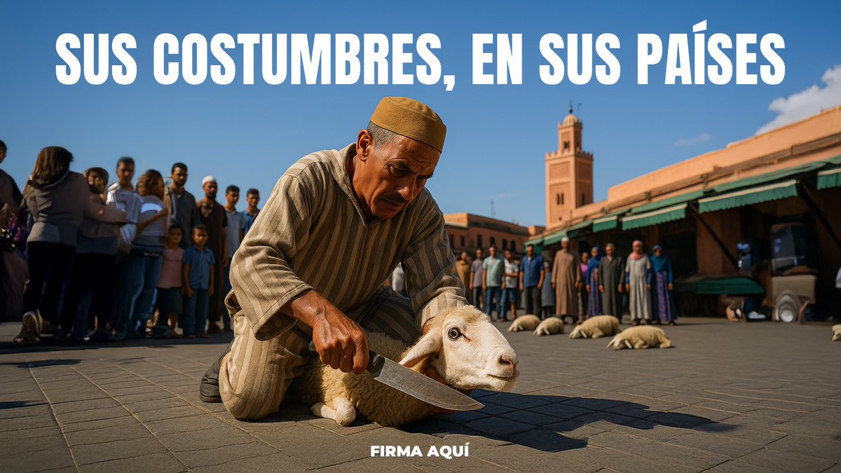 Mañana miles de corderos serán sacrificados en nuestras calles bajo el rito Halal. 

Hiyabs en las escuelas, menús restrictivos, alfombras en las calles y ahora sacrificios animales.

PP y PSOE son culpables de la islamización de España. FIRMA contra ello: accion.voxespana.es/fiestacordero