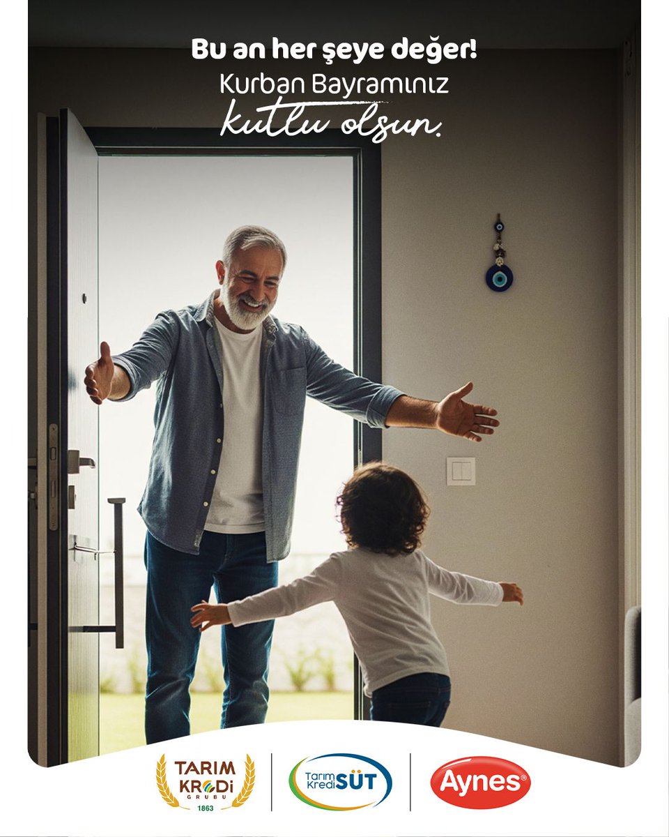tksuturunleri's tweet photo. Sevdiklerimizle bir araya geldiğimiz o anları hiçbir şeye değişmeyiz!

Kalplerin kavuştuğu, özlemlerin son bulduğu bir bayram olmasını dileriz.

Kurban Bayramınız kutlu olsun.

#TarımKrediSüt #TarımKrediGrubu #KurbanBayramı https://t.co/twxvpgEDrD