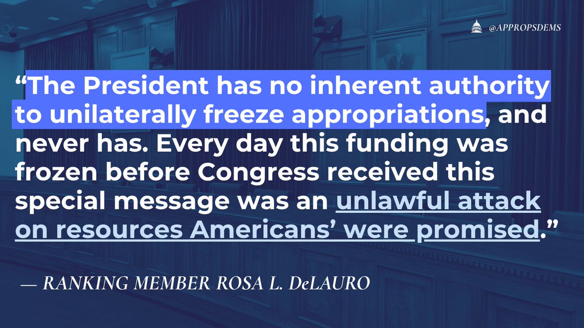 House Appropriations Democrats (@appropsdems) on Twitter photo ICYMI: President Trump demands Republicans rubberstamp his cuts.
Ranking Member <a href="/rosadelauro/">Rosa DeLauro</a> responded⬇️ ICYMI: President Trump demands Republicans rubberstamp his cuts.
Ranking Member <a href="/rosadelauro/">Rosa DeLauro</a> responded⬇️