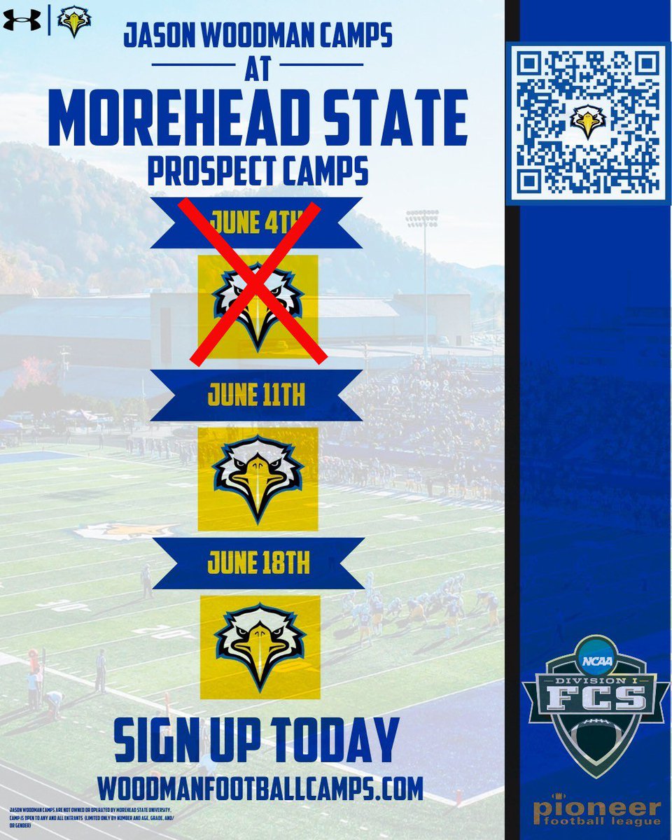 Austin Schmidt (@coacha_schmidt) on Twitter photo Big day for <a href="/MSUEaglesFB/">Morehead State Football</a>! Morehead State Football hosted its first prospect camp of the year today tons of talent, energy, and future Eagles showing out! We have TWO opportunities left! 🦅
Sign up today: WOODMANFOOTBALLCAMPS.COM
#SkoEags x #SOARHigher Big day for <a href="/MSUEaglesFB/">Morehead State Football</a>! Morehead State Football hosted its first prospect camp of the year today tons of talent, energy, and future Eagles showing out! We have TWO opportunities left! 🦅
Sign up today: WOODMANFOOTBALLCAMPS.COM
#SkoEags x #SOARHigher