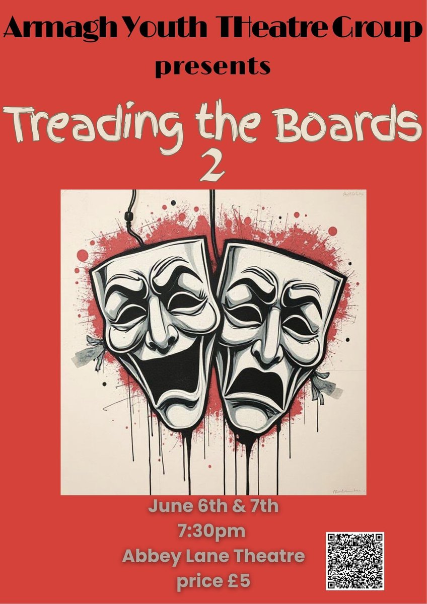 Join Armagh Youth Theatre Group as they present a selection of radio sketches and Monologues this Friday and Saturday, 6th &amp; 7th June at 7:30pm in Abbey Lane theatre. An evening of Drama and laughs 

Tickets  £5 each and can be purchased using the link: ticketsource.co.uk/armaghtheatreg…