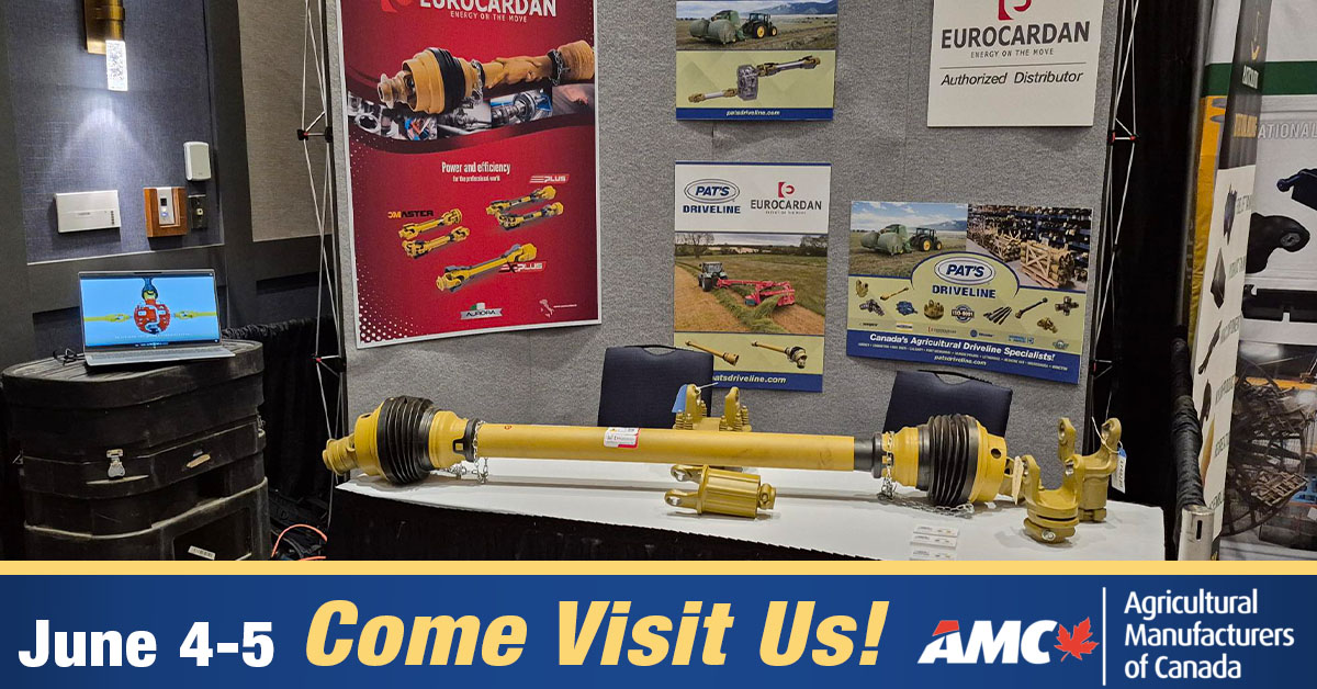 PatsDriveline's tweet photo. Pat's Driveline is proud to be attending the @AMCshortlinecda Annual Convention &amp; Tradeshow! Visit us to learn how our driveline solutions help keep agricultural equipment running strong in the shop or on the field.#AMCC25 #AMCGrit #Eurocardan #PatsDriveline https://t.co/YdIdskQ2cU