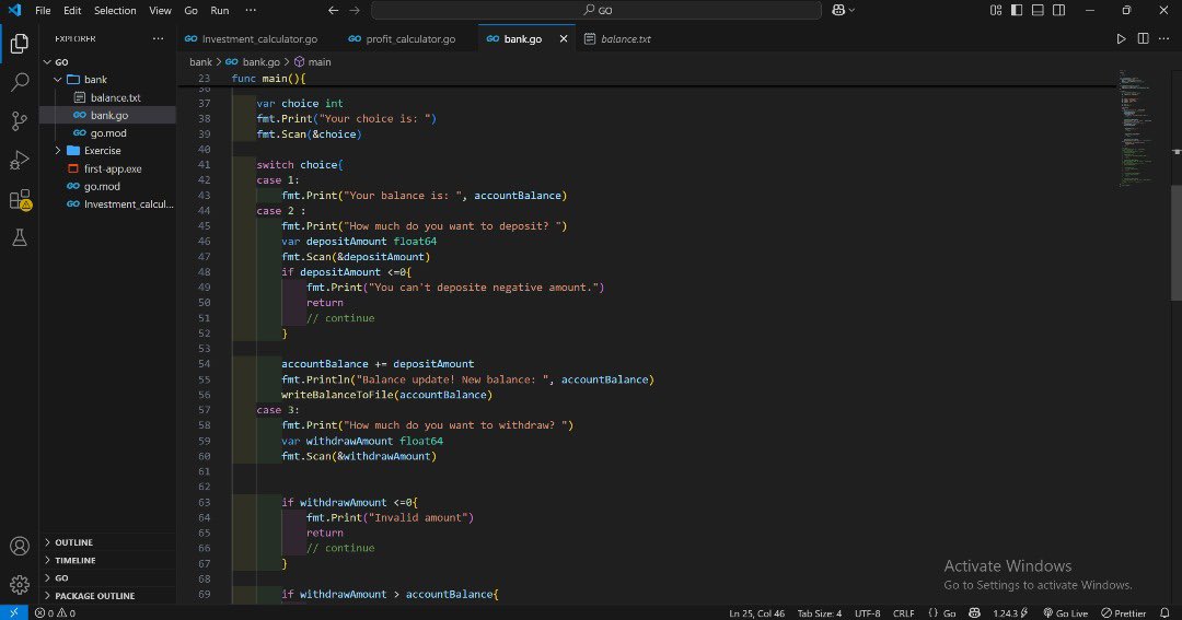 AnyaohaUjunwa's tweet image. Day 6/100 – #GoLangJourney
Today I learned:
🔹 switch statements
🔹 Writing to &amp;amp; reading from files
🔹 Error handling
🔹 And… how to panic (in Go 😅)

Go is getting more exciting every day!
#100DaysOfGo #CodeWithCynthia #LearnGoWithMe #WomenWhoCode #GoDevelopers