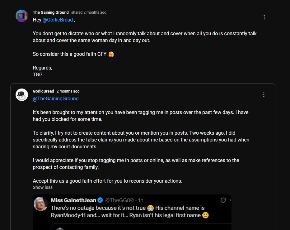 1MissBridget's tweet photo. .@teamyoutube, I &amp; other creators - @theyoutubeundground, @SamanthaJeanith, @hotdiscordrejects, @alexglitterqueen, @Thatbooneychick @itsonlyjourney, @gorlicbread - are being persistently harassed by @TheGainingGround on YT.
He uses mocking nicknames, references personal 1/2 https://t.co/gtc6M4kWNC